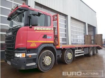 Camión caja abierta para transporte de equipos pesados 2014 Scania G410: foto 1