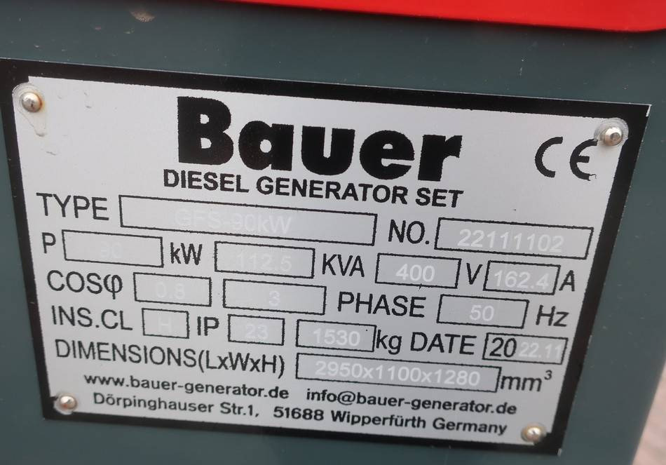 Generador industriale Bauer GFS-90KW Diesel Generator 112KVA ATS 400/230V NEW: foto 10