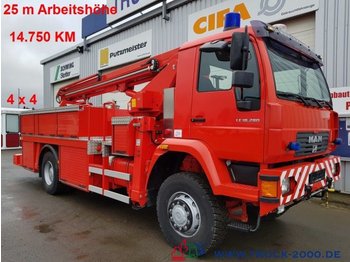 MAN 18.280 4x4 25m Steiger Montage-Dach Feuerwehr - Camión con plataforma elevadora