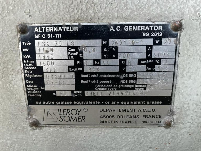 Generador industriale Deutz MWM TBD 604 BV12 Leroy Somer 1450 kVA generatorset ex emergency: foto 11