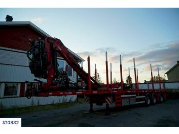 Remolque forestal, Semirremolque Nordic Trailer timber trailer w / push-out and 16.5 t / m Hiab Timber crane: foto 1