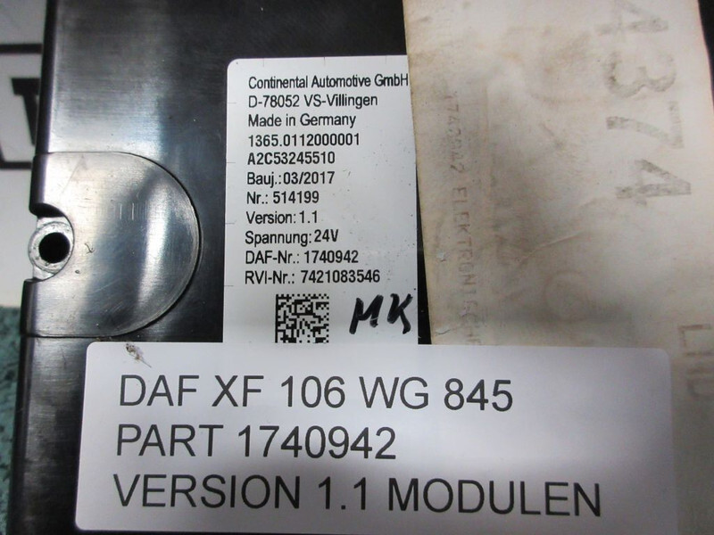 Sistema eléctrico DAF 1740942 BBM MODULE: foto 3