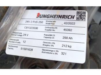 Acumulador para Equipo de manutención Jungheinrich unknown | Battery 24 2PZS250 year 2022 weight 212 kg sn. C81323536: foto 4