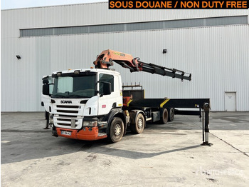 Camión caja abierta, Camión grúa 2005 Scania P380 2005 Palfinger PK 56002 18290 k ... Flatbed Truck with Crane: foto 2