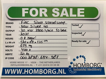 Compresor de aire nuevo Fiac New Silver 40 Silent 30 kW 3900 L / min 10 Bar Elektrische Schroefcompressor: foto 2 Compresor de aire nuevo Fiac New Silver 40 Silent 30 kW 3900 L / min 10 Bar Elektrische Schroefcompressor: foto 2