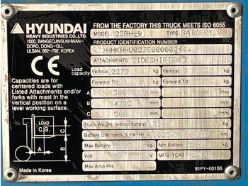 Carretilla elevadora eléctrica Hyundai 25BH-9 Elektra 2.5 ton Triplex Freelift Sideshift Heftruck: foto 4
