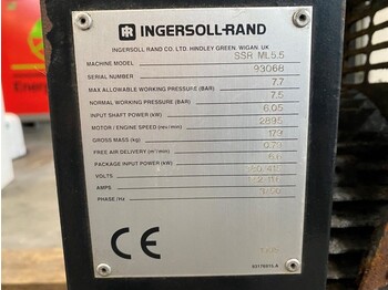 Compresor de aire Ingersoll Rand SSR ML 5.5 SSR ML5.5 6 kW 800 L / min 7.5 Bar Elektrische Schroefcompressor: foto 3 Compresor de aire Ingersoll Rand SSR ML 5.5 SSR ML5.5 6 kW 800 L / min 7.5 Bar Elektrische Schroefcompressor: foto 3