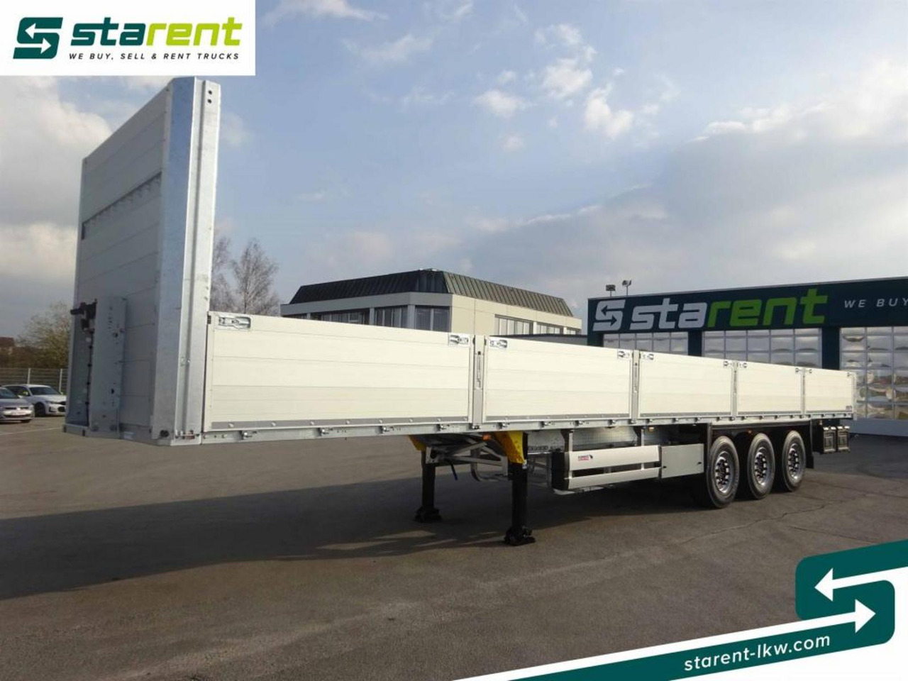 Semirremolque plataforma/ Caja abierta nuevo Schmitz Baustofftrailer, Liftachse, Rungen, 80cm Bordwände: foto 1
