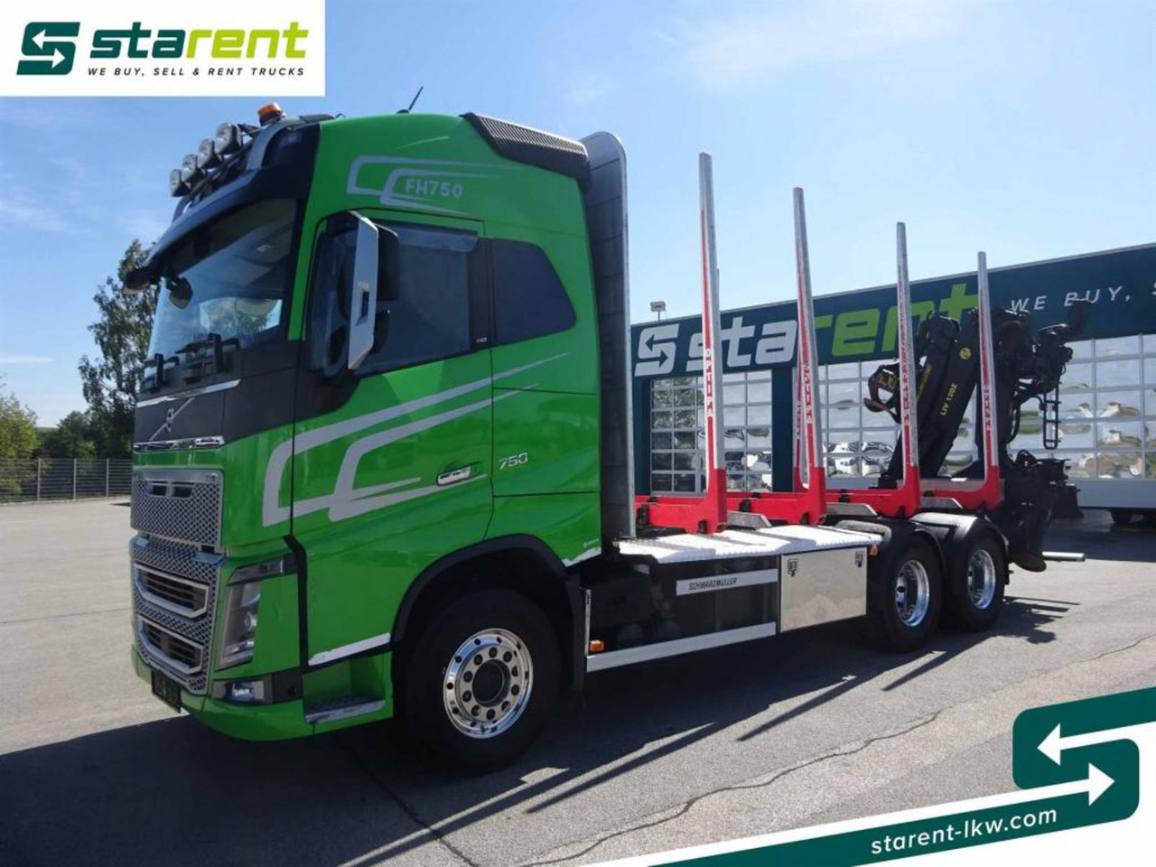 Volvo FH16 750 6x4 Holzaufbau mit Kran (Tajfun LIV120Z) - Camión forestal: foto 1 Volvo FH16 750 6x4 Holzaufbau mit Kran (Tajfun LIV120Z) - Camión forestal: foto 1