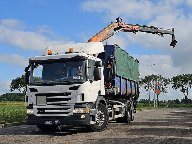 Scania P410 HOOK + BOX + CRANE - Camión multibasculante, Camión grúa: foto 1 Scania P410 HOOK + BOX + CRANE - Camión multibasculante, Camión grúa: foto 1