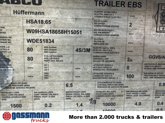 Hüffermann HSA 18.65 Schlittenabroller - Remolque multilift/ Portacontenedores de cadenas: foto 5 Hüffermann HSA 18.65 Schlittenabroller - Remolque multilift/ Portacontenedores de cadenas: foto 5