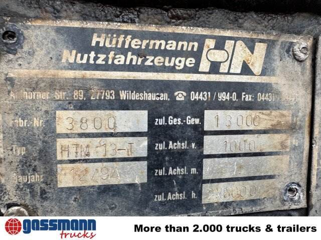 Hüffermann HTM 13-T Anhänger für Abetzcontainer - Remolque portacontenedore/ Intercambiable: foto 2 Hüffermann HTM 13-T Anhänger für Abetzcontainer - Remolque portacontenedore/ Intercambiable: foto 2