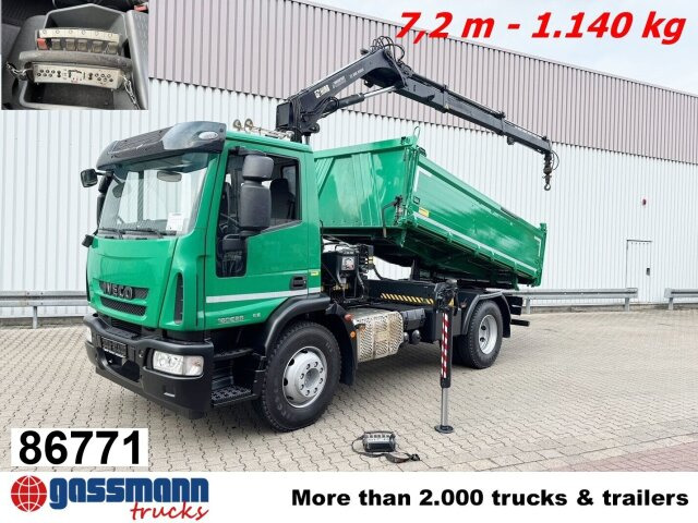 Iveco EuroCargo ML160E28 4x2 mit Kran Hiab XS 088 ES-2 - Camión volquete, Camión grúa: foto 1 Iveco EuroCargo ML160E28 4x2 mit Kran Hiab XS 088 ES-2 - Camión volquete, Camión grúa: foto 1