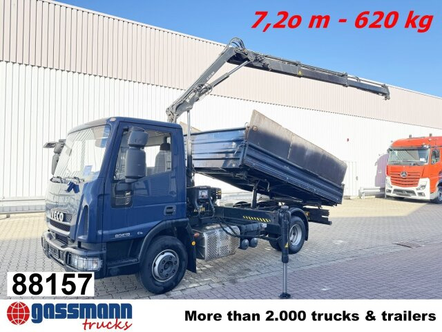 Iveco EuroCargo ML80E19 4x2 mit Kran Hiab XS055B-2 - Camión volquete, Camión grúa: foto 1 Iveco EuroCargo ML80E19 4x2 mit Kran Hiab XS055B-2 - Camión volquete, Camión grúa: foto 1