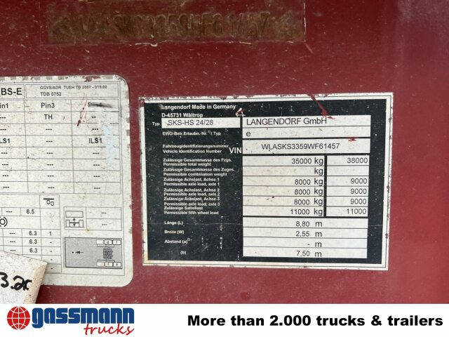 Langendorf SKS-HS 24/28, Stahlmulde ca. 24m³, Liftachse - Semirremolque volquete: foto 2 Langendorf SKS-HS 24/28, Stahlmulde ca. 24m³, Liftachse - Semirremolque volquete: foto 2