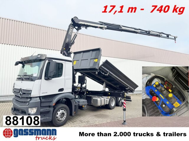 Mercedes-Benz Actros 2545 L 6x2, 2x Bordmatik, Kran Fassi - Camión volquete, Camión grúa: foto 1 Mercedes-Benz Actros 2545 L 6x2, 2x Bordmatik, Kran Fassi - Camión volquete, Camión grúa: foto 1