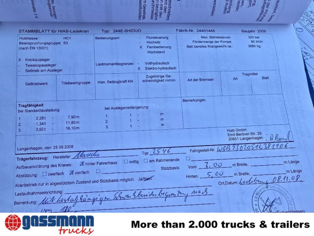 Camión caja abierta, Camión grúa Mercedes-Benz Actros 2546 L 6x2, Hiab Kran  244 E - 6 Hiduo,: foto 6