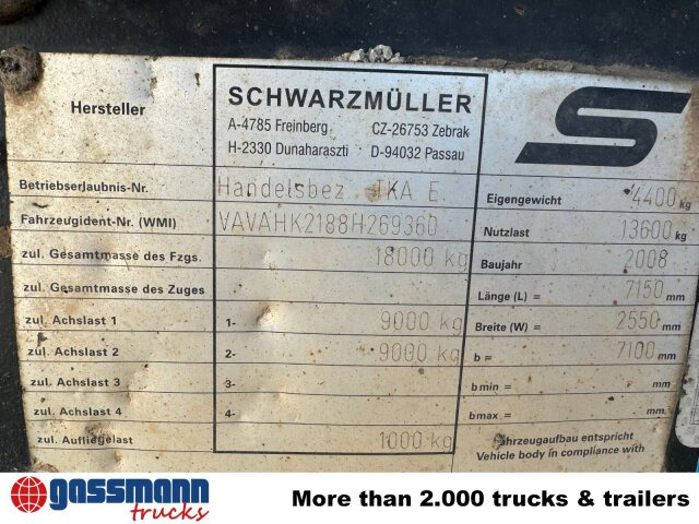 Schwarzmüller TKA 18, Alu-Bordwände, ca. 11m³ - Remolque volquete: foto 2 Schwarzmüller TKA 18, Alu-Bordwände, ca. 11m³ - Remolque volquete: foto 2