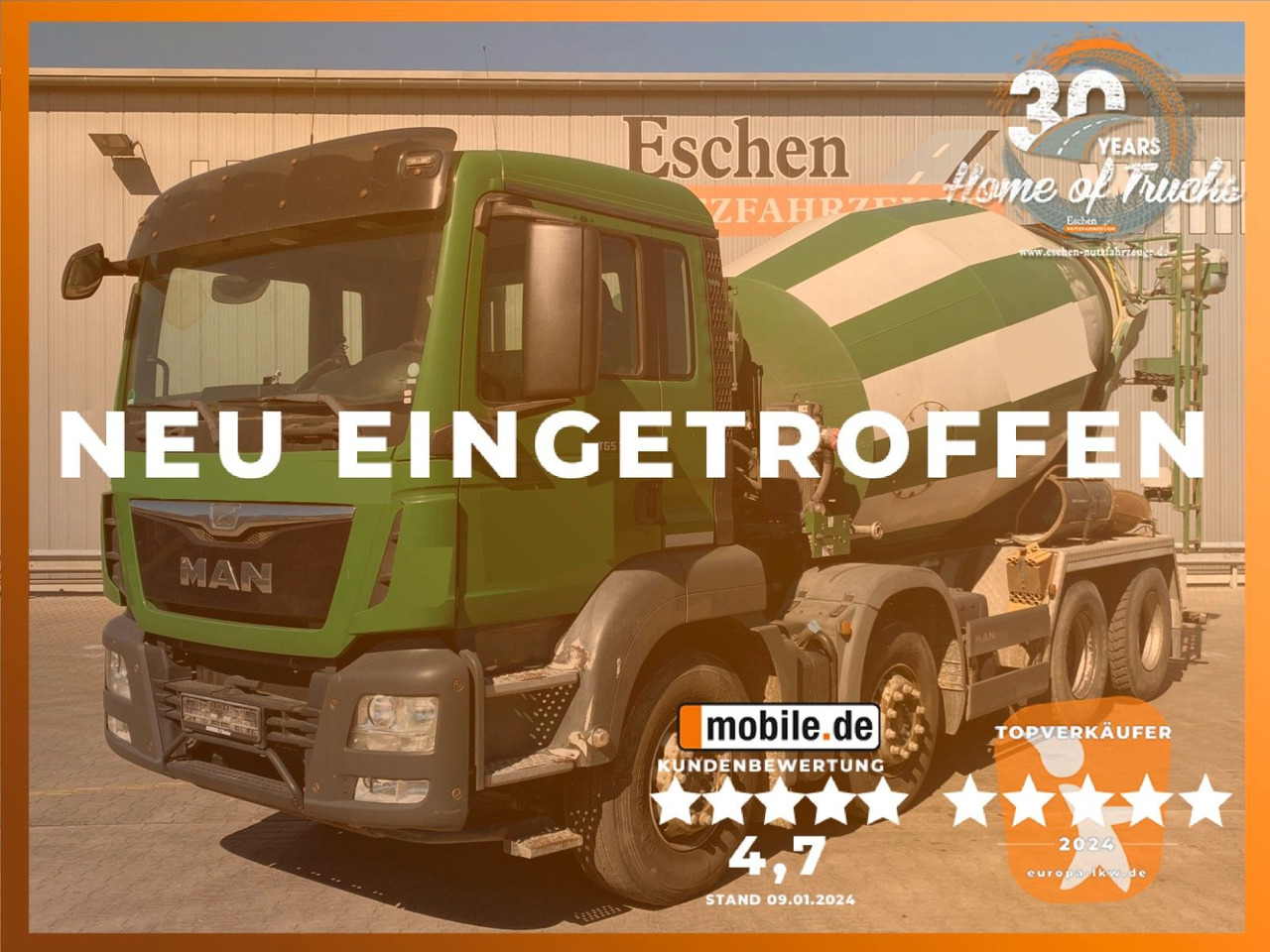 MAN TGS 32.360 8x4 BB | 9m³ Stetter*Automatik*Kamera - Camión hormigonera: foto 1 MAN TGS 32.360 8x4 BB | 9m³ Stetter*Automatik*Kamera - Camión hormigonera: foto 1