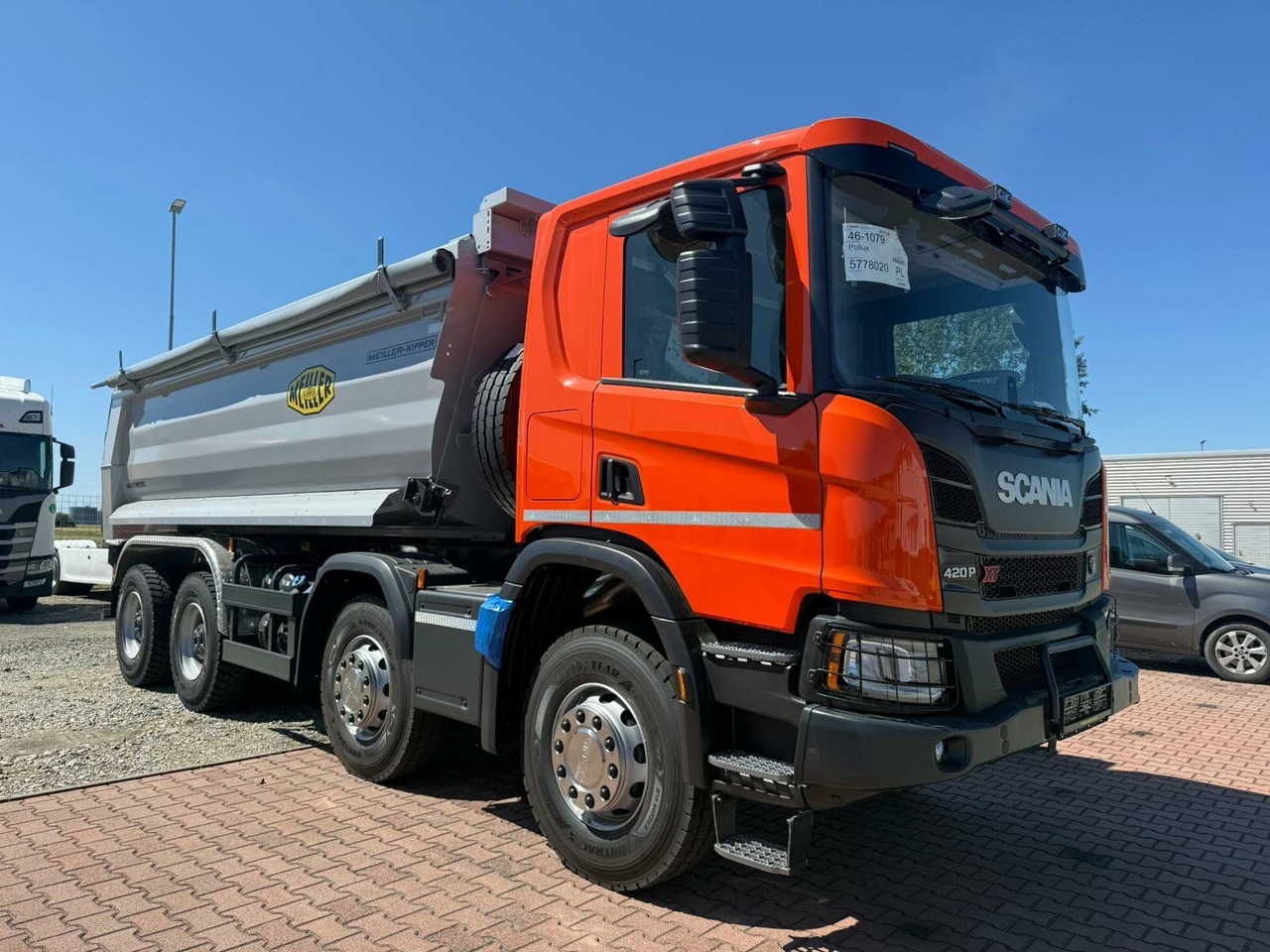 Scania P 420 8x4 Kipper Meiller Euro 6 - Camión portacontenedor de cadenas: foto 1 Scania P 420 8x4 Kipper Meiller Euro 6 - Camión portacontenedor de cadenas: foto 1