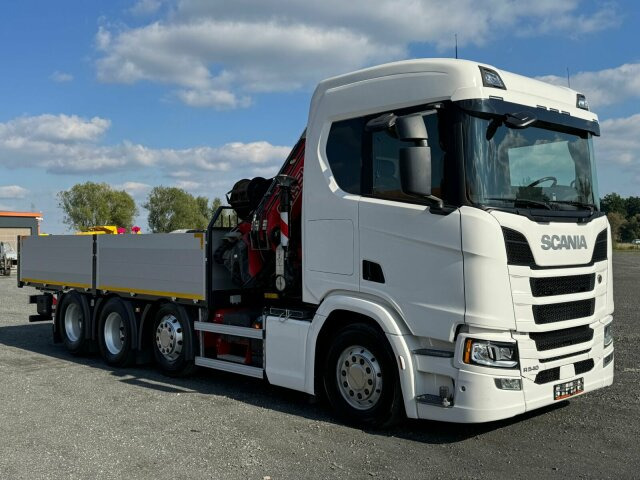 Scania R540 8x2/4 Pritsche mit Kran FASSI F365 - Camión grúa, Camión caja abierta: foto 1 Scania R540 8x2/4 Pritsche mit Kran FASSI F365 - Camión grúa, Camión caja abierta: foto 1