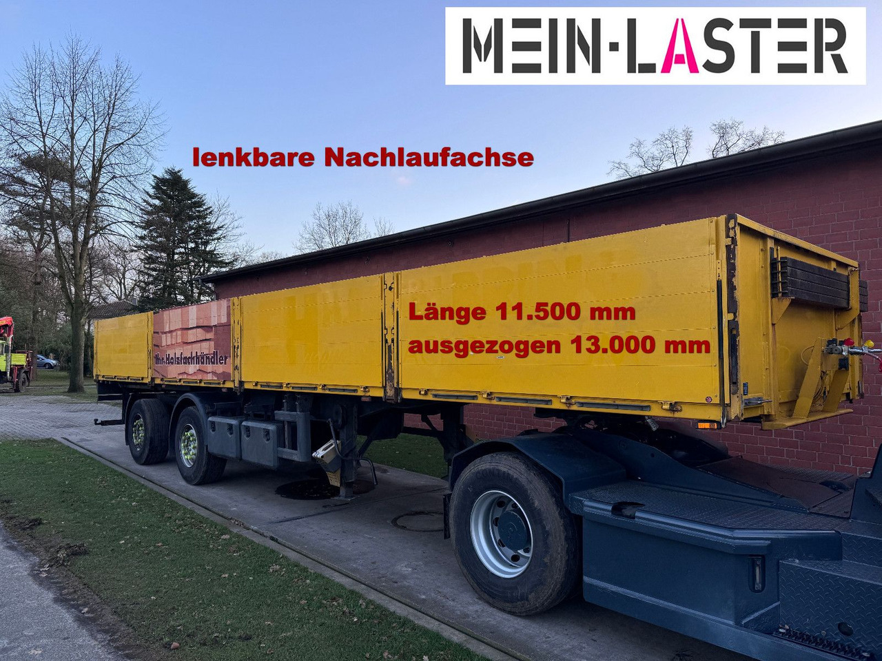 Ackermann Baustoffpritsche 11.5-13 m Lenkachse NL 19t - Semirremolque plataforma/ Caja abierta: foto 1 Ackermann Baustoffpritsche 11.5-13 m Lenkachse NL 19t - Semirremolque plataforma/ Caja abierta: foto 1