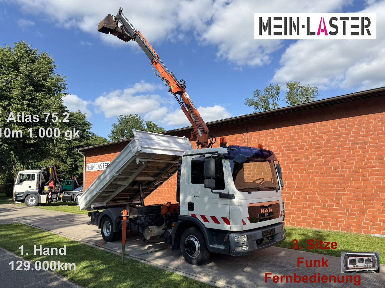 MAN TGL 8.150 3 S-Kipper Atlas 75 10m -1t. Funk FB - Volquete furgoneta: foto 1 MAN TGL 8.150 3 S-Kipper Atlas 75 10m -1t. Funk FB - Volquete furgoneta: foto 1