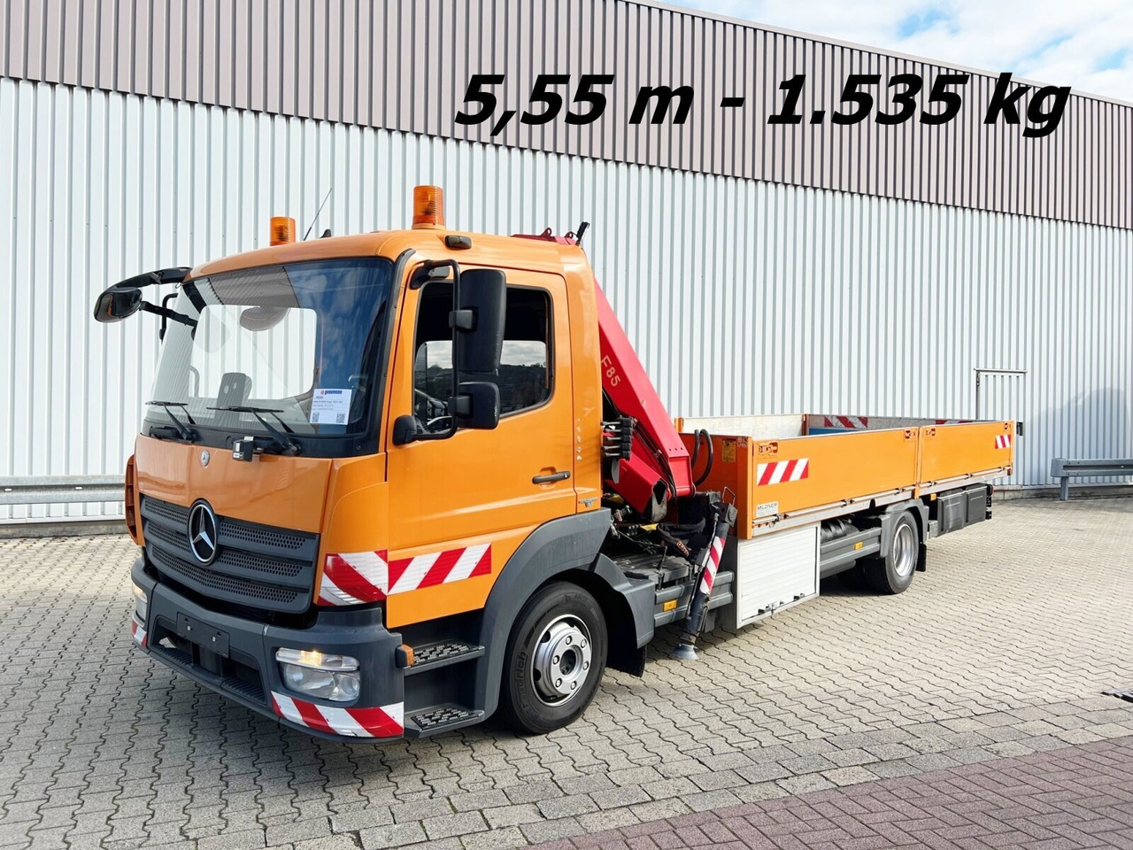 Mercedes-Benz Atego 1023 L 4x2 Atego 1023 L 4x2 mit Kran Fassi F85B.0.21 - Camión grúa, Camión caja abierta: foto 1 Mercedes-Benz Atego 1023 L 4x2 Atego 1023 L 4x2 mit Kran Fassi F85B.0.21 - Camión grúa, Camión caja abierta: foto 1