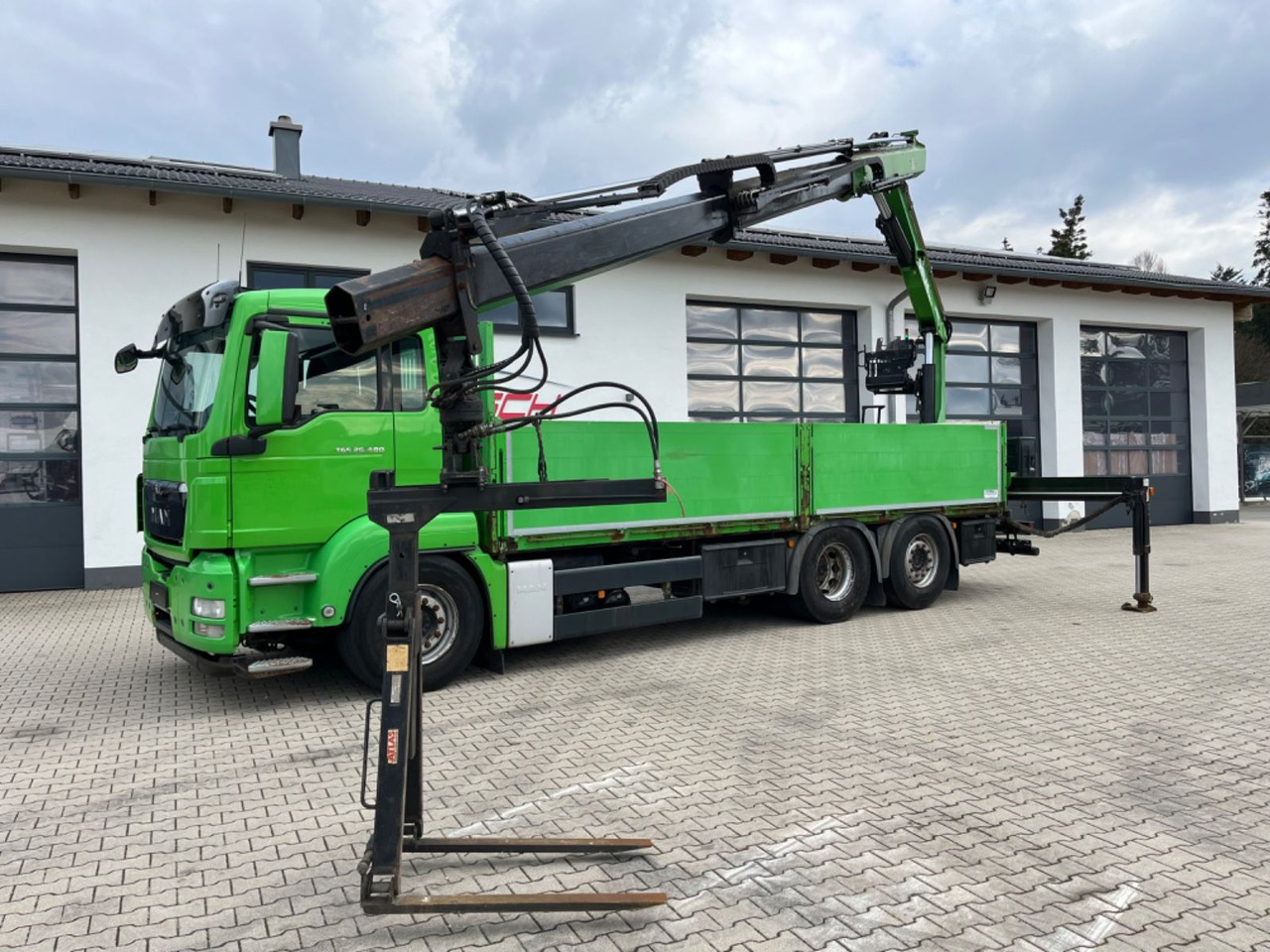 Camión caja abierta, Camión grúa MAN TGS 25.440 Baustoff Pritsche mit Atlas 165.2VE: foto 6