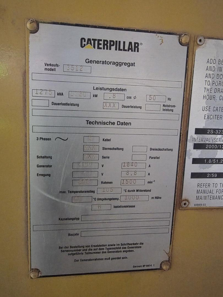 Caterpillar 1020 KW Stromagregat 1275 KVA - Generador industriale: foto 5 Caterpillar 1020 KW Stromagregat 1275 KVA - Generador industriale: foto 5