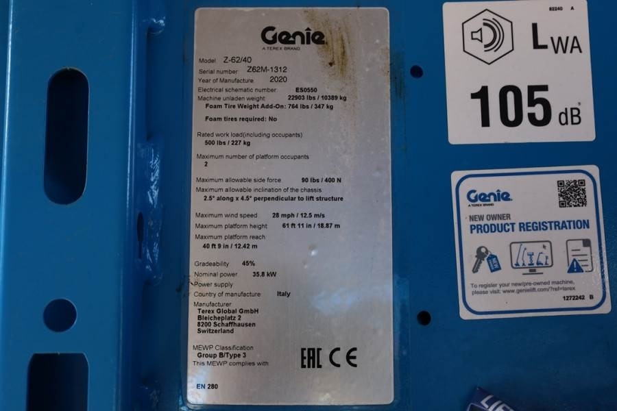 Genie Z62/40 Diesel, 4x4 Drive, 20.9 m Working Height, 1 - Plataforma articulada: foto 5 Genie Z62/40 Diesel, 4x4 Drive, 20.9 m Working Height, 1 - Plataforma articulada: foto 5