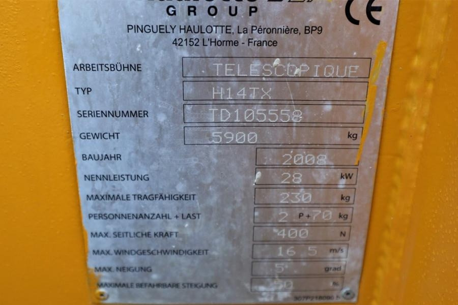 Plataforma telescopica Haulotte H14TX As-Is, Diesel, 4x4 Drive, 14m Working Height: foto 6 Plataforma telescopica Haulotte H14TX As-Is, Diesel, 4x4 Drive, 14m Working Height: foto 6