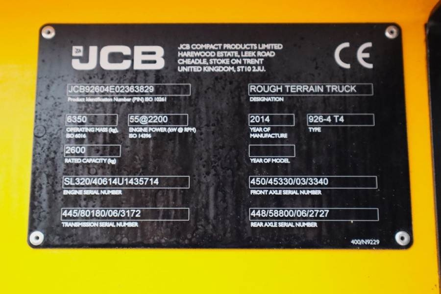 JCB 926 Diesel, 4x4 Drive, Triplex mast, 5500mm Liftin - Carretilla todo terreno: foto 5 JCB 926 Diesel, 4x4 Drive, Triplex mast, 5500mm Liftin - Carretilla todo terreno: foto 5