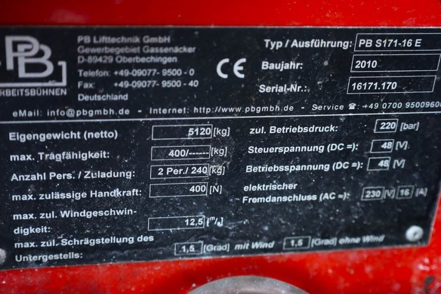 Plataforma de tijeras PB LIFT S171-16E Electric, 17.3m Working Height, 400k: foto 6