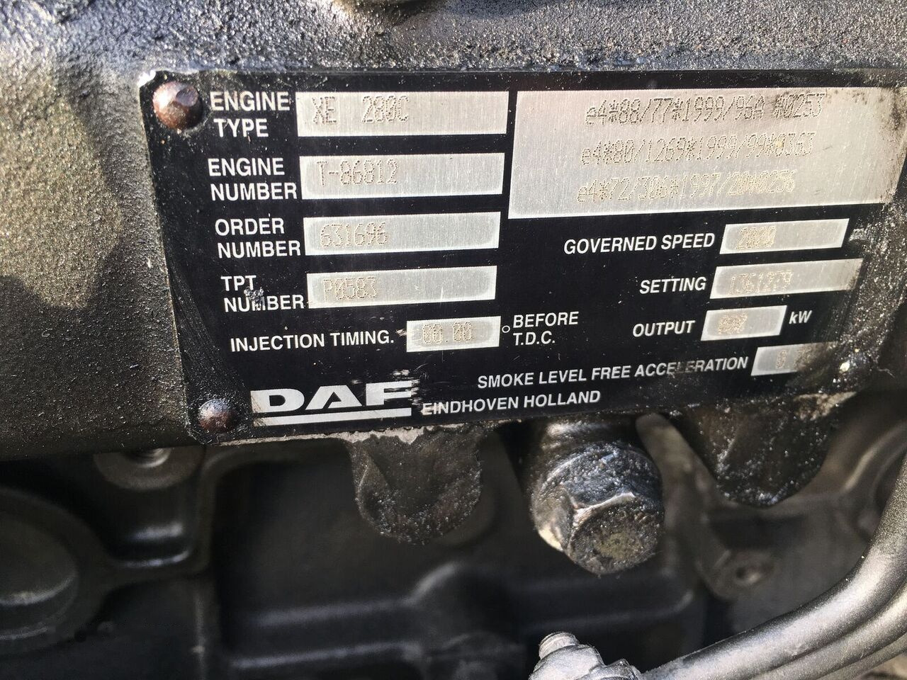 DAF xe280c DAF xf95 truck - Motor para Camión: foto 3 DAF xe280c DAF xf95 truck - Motor para Camión: foto 3