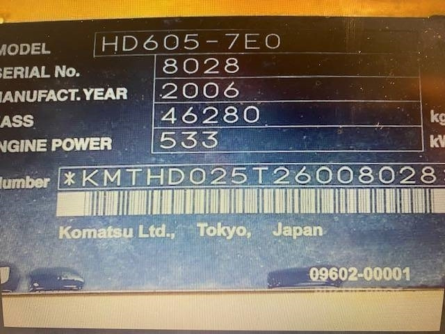 Dúmper rígido Komatsu HD 605-7: foto 6