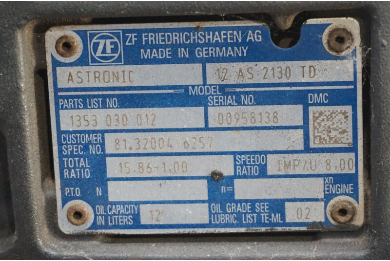 ZF 12AS2130DD 81.32004-6257 - Caja de cambios para Camión: foto 5 ZF 12AS2130DD 81.32004-6257 - Caja de cambios para Camión: foto 5