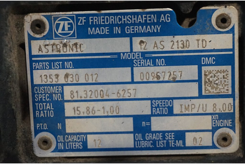 ZF 12AS2130DD TGS 81.32004-6257 - Caja de cambios para Camión: foto 5 ZF 12AS2130DD TGS 81.32004-6257 - Caja de cambios para Camión: foto 5