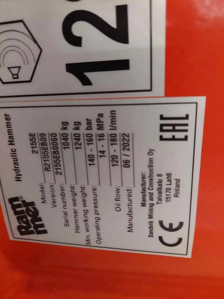 2022 Rammer 2155E - Martillo hidráulico: foto 3 2022 Rammer 2155E - Martillo hidráulico: foto 3