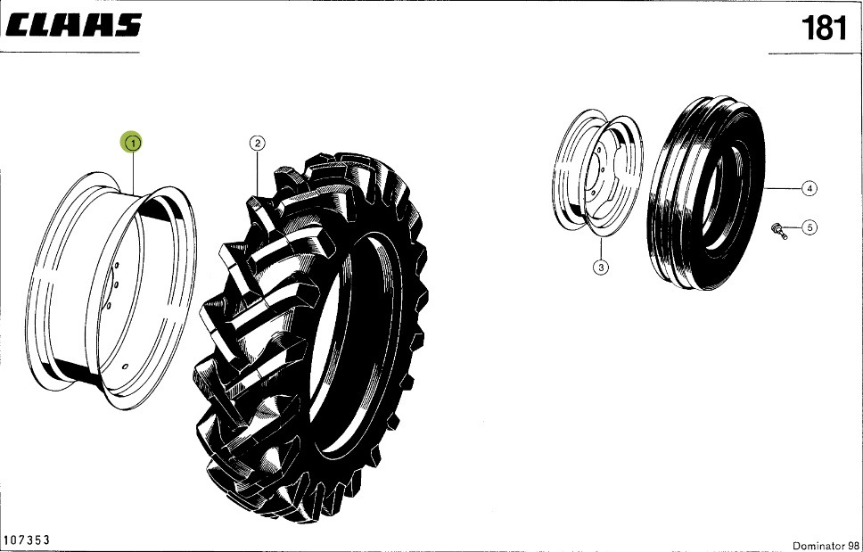 Claas Dominator 98 - koło felga 0006058511 - Llanta para Maquinaria agrícola: foto 1 Claas Dominator 98 - koło felga 0006058511 - Llanta para Maquinaria agrícola: foto 1