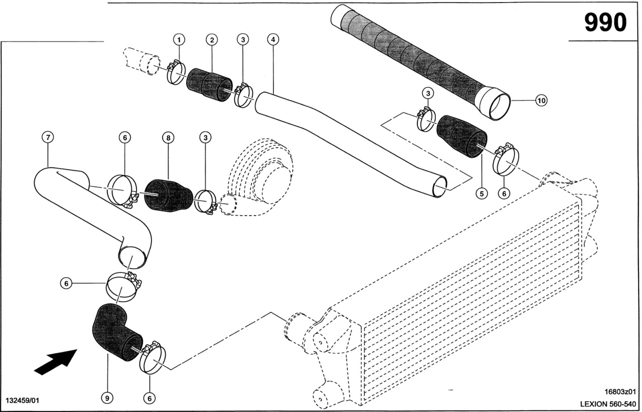 Claas Lexion 560 RURA POWIETRZA DOŁADOWANIA 0007980610 (Silnik c9,c6.6,3126b; układ powietrza doładowania) - Tubo de admisión de aire para Maquinaria agrícola: foto 1 Claas Lexion 560 RURA POWIETRZA DOŁADOWANIA 0007980610 (Silnik c9,c6.6,3126b; układ powietrza doładowania) - Tubo de admisión de aire para Maquinaria agrícola: foto 1