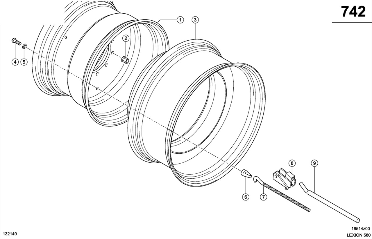 Claas Lexion 580 KOŁO TARCZOWE 0006397700 (Ogumienie bliżniacze z zamkami hakowymi) - Llanta para Cosechadora de granos: foto 1 Claas Lexion 580 KOŁO TARCZOWE 0006397700 (Ogumienie bliżniacze z zamkami hakowymi) - Llanta para Cosechadora de granos: foto 1