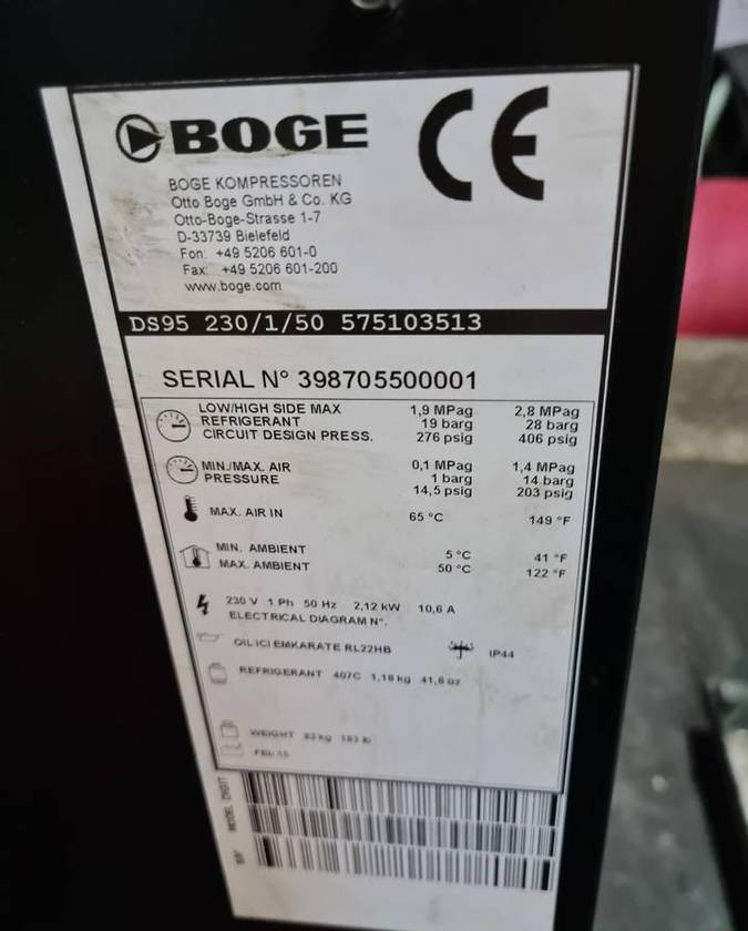 Osuszacz ziębniczy BOGE DS 95 9,5m3/min - Equipo de climatización industrial: foto 3 Osuszacz ziębniczy BOGE DS 95 9,5m3/min - Equipo de climatización industrial: foto 3