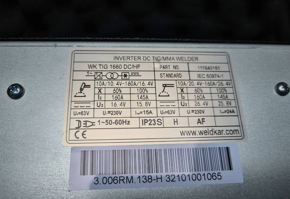 Equipo de soldadura nuevo Spawarka Tig WELDKAR WK 1660 DC/HF 160 A: foto 6