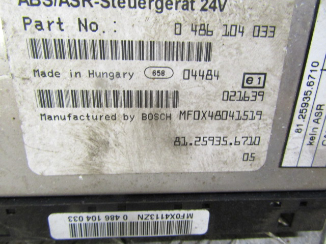 MAN LE 2000 SERIES ABS ECU P/NO 81.25935.6710 - Unidad de control para Camión: foto 2 MAN LE 2000 SERIES ABS ECU P/NO 81.25935.6710 - Unidad de control para Camión: foto 2
