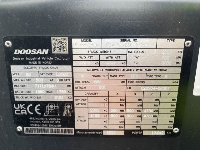 Doosan B25X-7 PLUS - Carretilla elevadora eléctrica: foto 5 Doosan B25X-7 PLUS - Carretilla elevadora eléctrica: foto 5