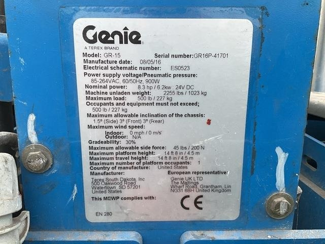 Genie GR15 - Plataforma de mástil vertical: foto 5 Genie GR15 - Plataforma de mástil vertical: foto 5