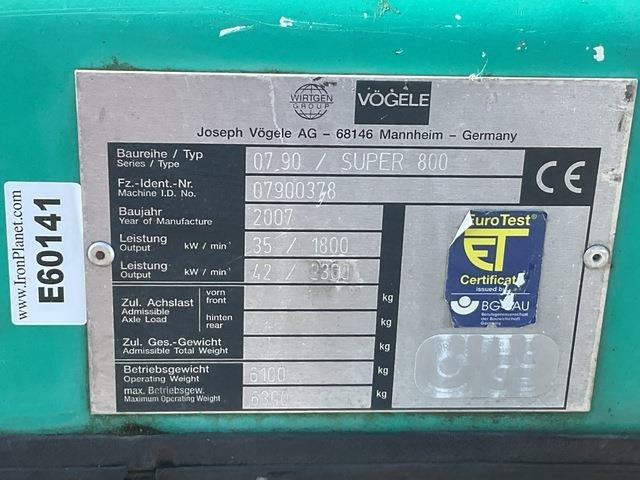 Vögele Super 800 - Pavimentadora de asfalto: foto 5 Vögele Super 800 - Pavimentadora de asfalto: foto 5