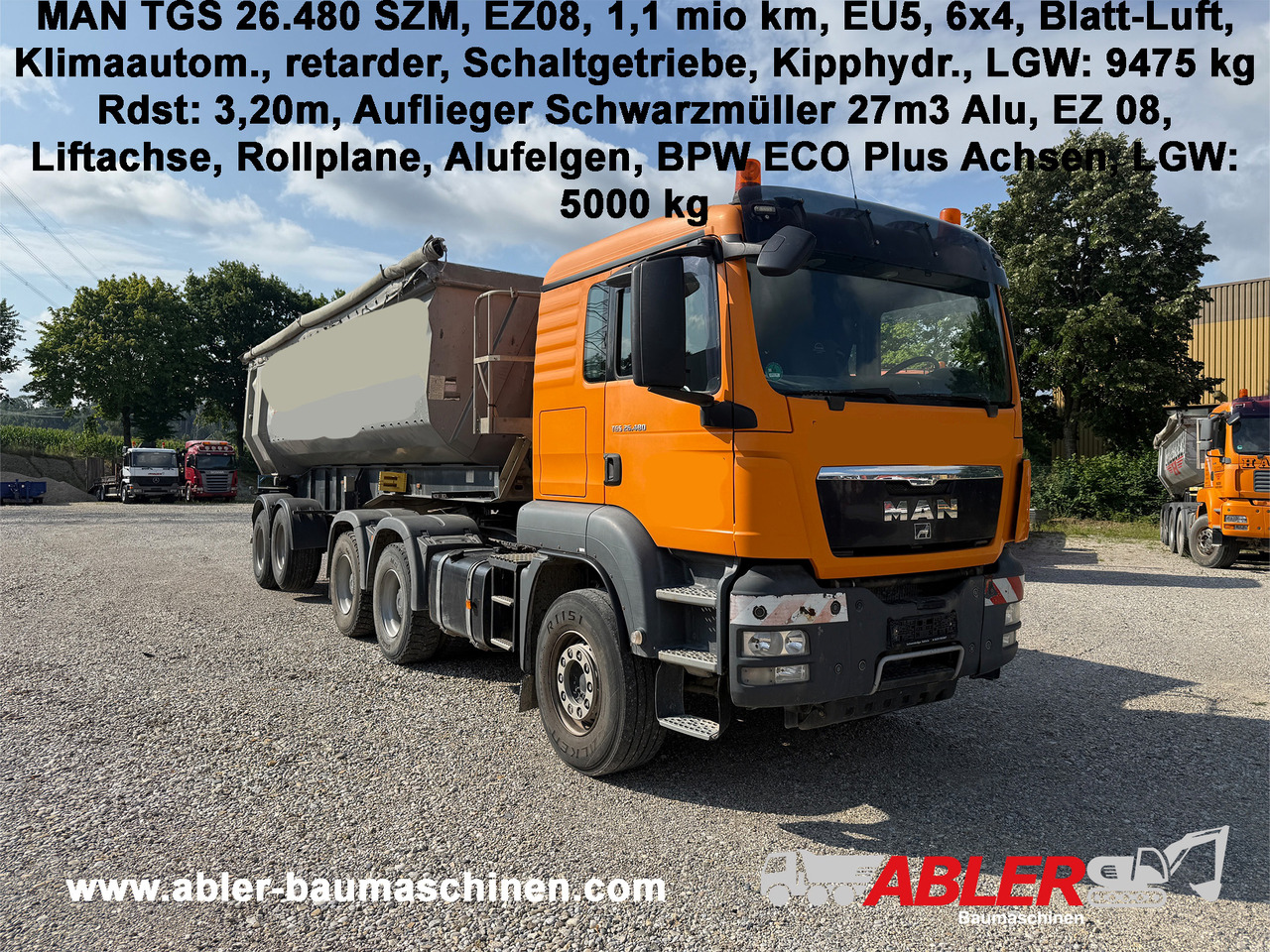 MAN TGS 26.480 SZM 6x4 mit Kippauflieger - Camión volquete: foto 1 MAN TGS 26.480 SZM 6x4 mit Kippauflieger - Camión volquete: foto 1