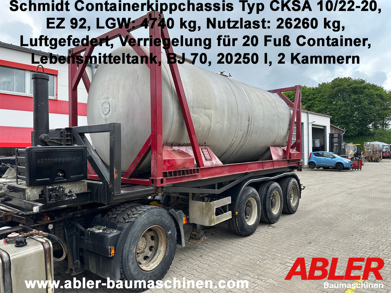 Schmidt CKSA 10/22-20 20 ft Containerkippchassis mit Lebensmitteltank - Semirremolque volquete: foto 1 Schmidt CKSA 10/22-20 20 ft Containerkippchassis mit Lebensmitteltank - Semirremolque volquete: foto 1